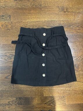 Women’s Black Linen Skirt with Buttons